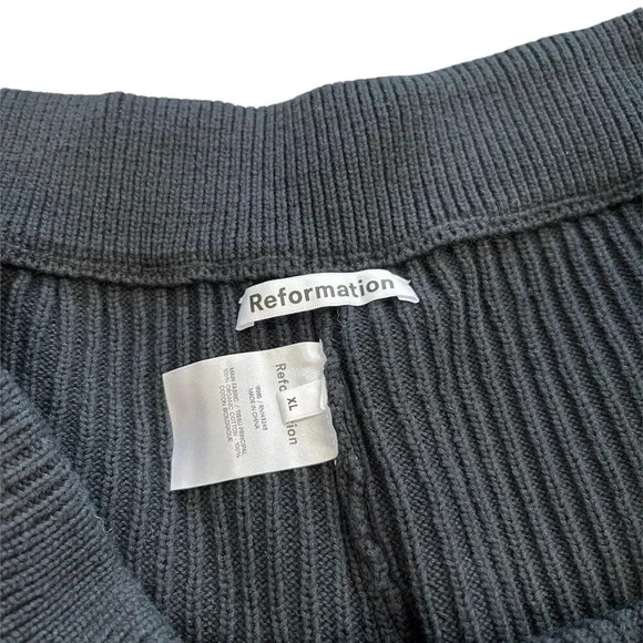 Reformation Black Cotton Ribbed Knit Shorts XL - Picture 3 of 3